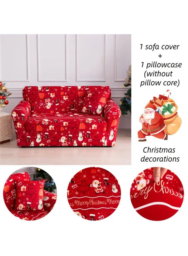 Christmas Print Elastic Sofa Cover M Size 130 180cm Pet Friendly All Season Protector - Image 1